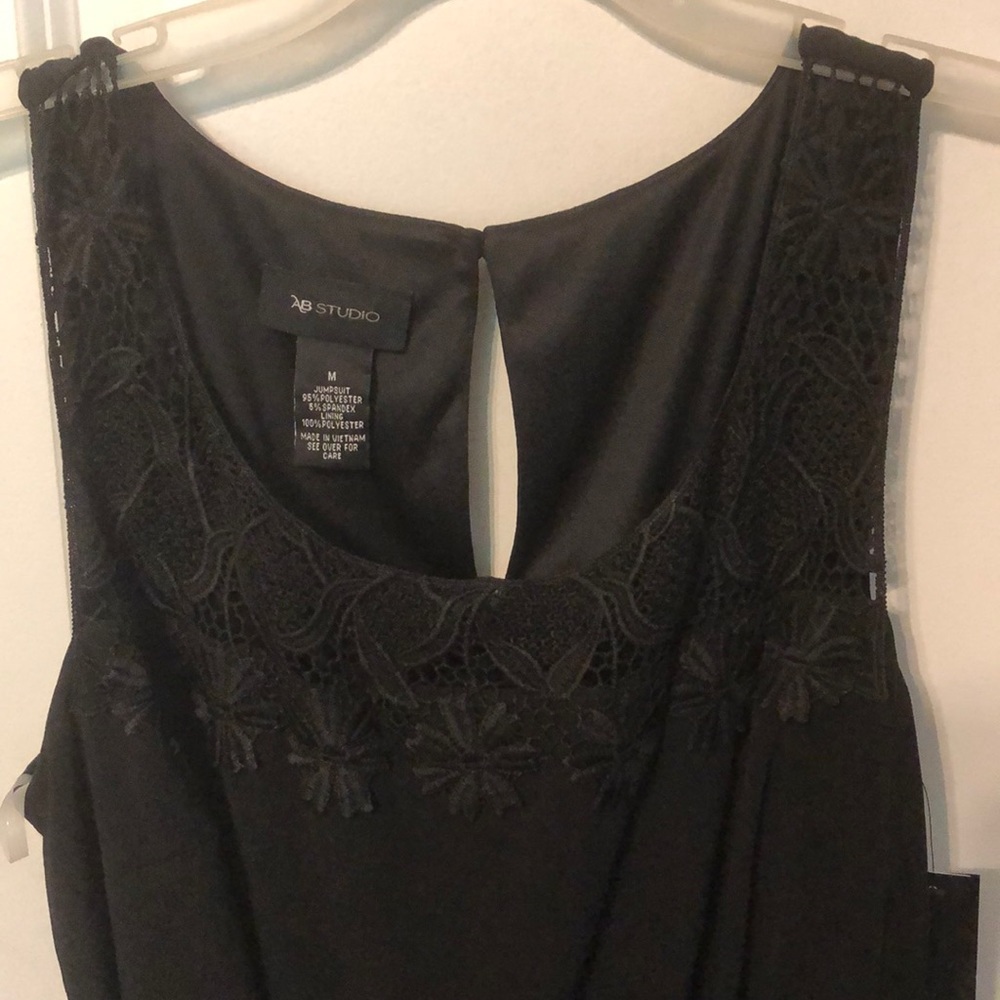 AB Studio lace trimmed sleeveless black jumpsuit - Picture 4 of 7